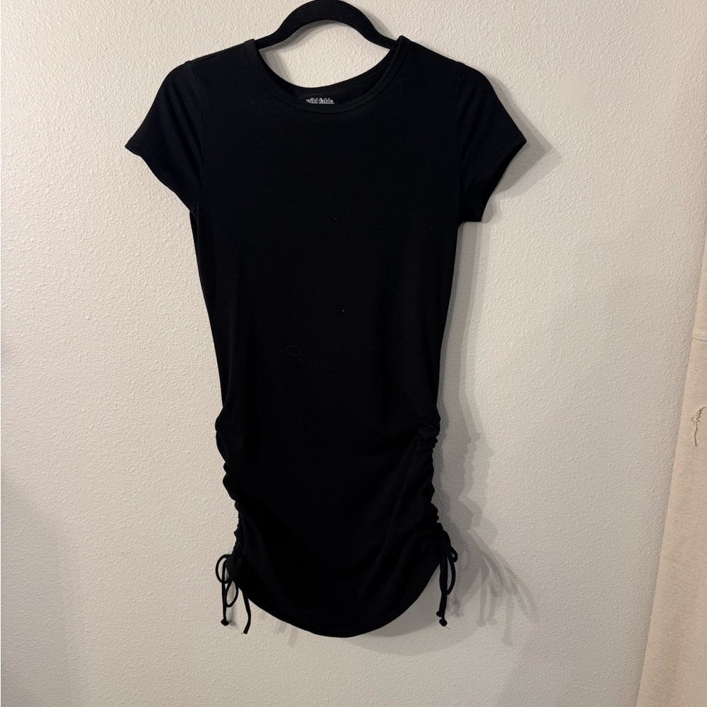 Black Ruched T-Shirt Dress
